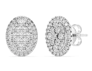 Halo Stud Earrings with 0.50ct Diamonds in Sterling Silver