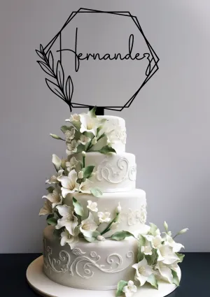 Hexagon Wedding cake topper | Personalized Custom Topper | You pick the color and size | Made to order| Rustic Wedding Topper| Fast Shipping