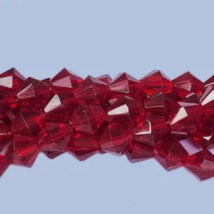 Jewelry Making Crystal Fire polished imported Glass beads Bi cone Shape Red Color Transparent 7x9mm Size Approximately  43 Beads in a string