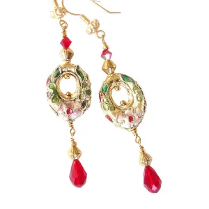 Jillian: Dangle Earrings in Red and Gold