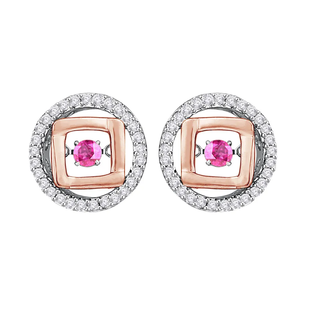 KATARINA 3/4 cttw Diamond and Pink Sapphire Fashion Earrings GH-I2-I3