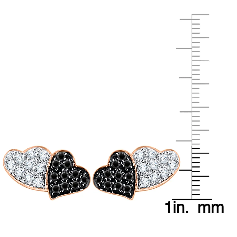 KATARINA Black and White Diamond Heart Earrings (1/5 cttw)