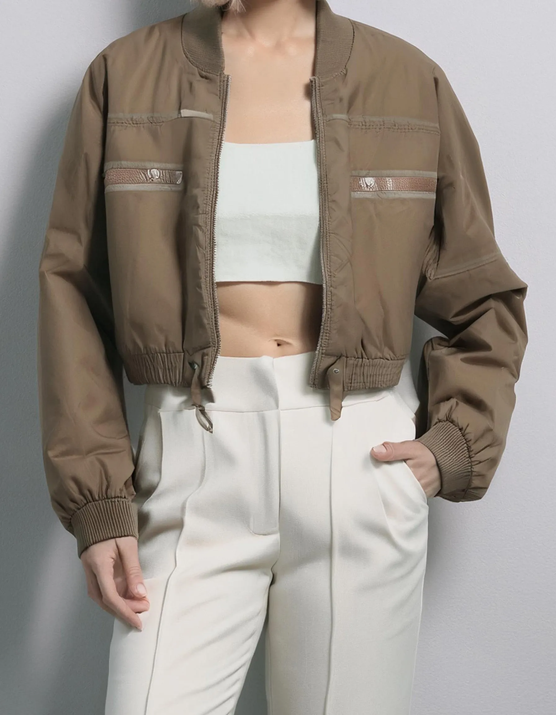 Khaki Cargo Bomber Jacket