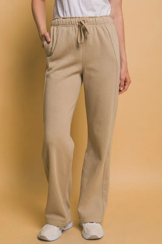 Khaki Elastic Waistband Sweatpants