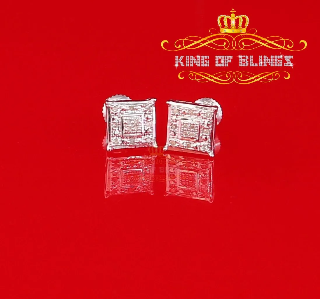 King Of Bling's 0.05ct Diamond 925 Sterling Silver White Stud Women's & Men's Square Earrings