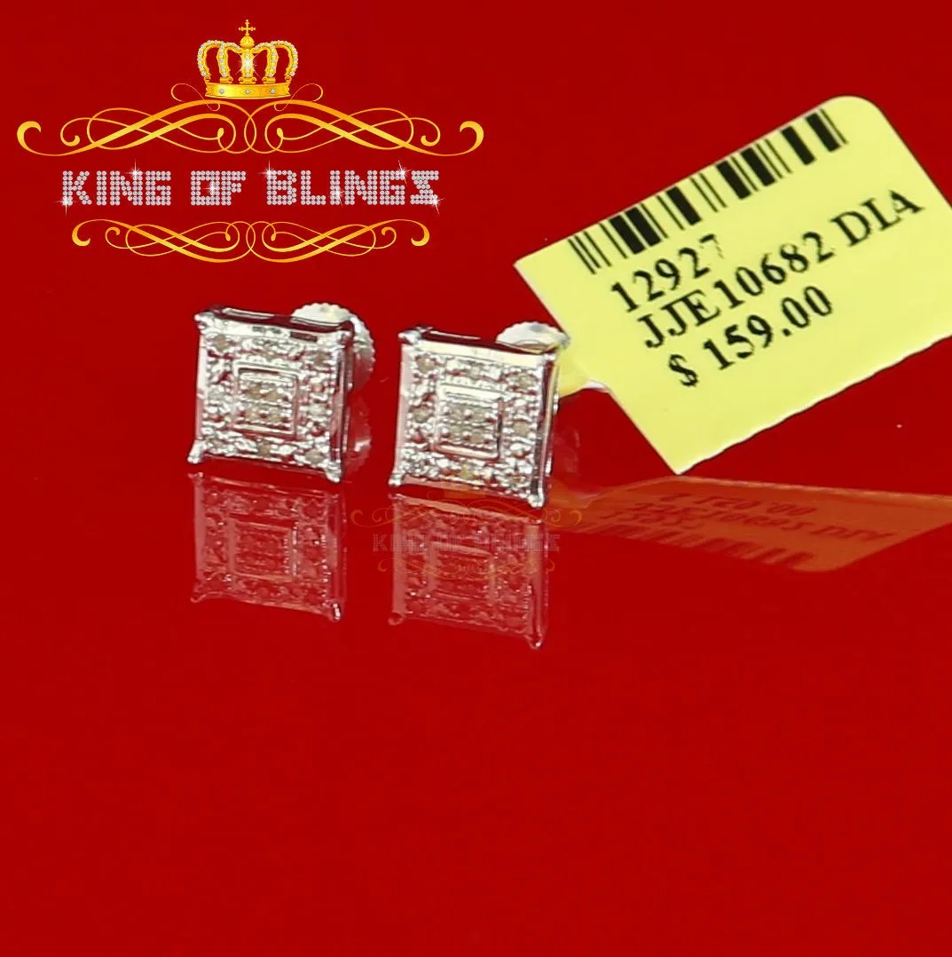 King Of Bling's 0.05ct Diamond 925 Sterling Silver White Stud Women's & Men's Square Earrings