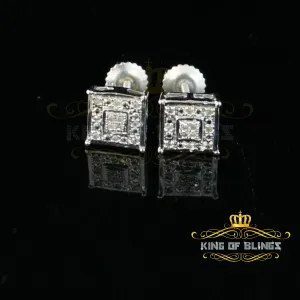 King Of Bling's 0.05ct Diamond 925 Sterling Silver White Stud Women's & Men's Square Earrings