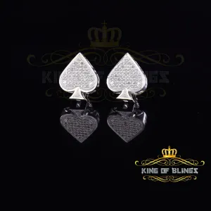 King Of Bling's 925 Sterling Silver White 0.25ct Diamond For Women's / Men's Stud Heart Earring