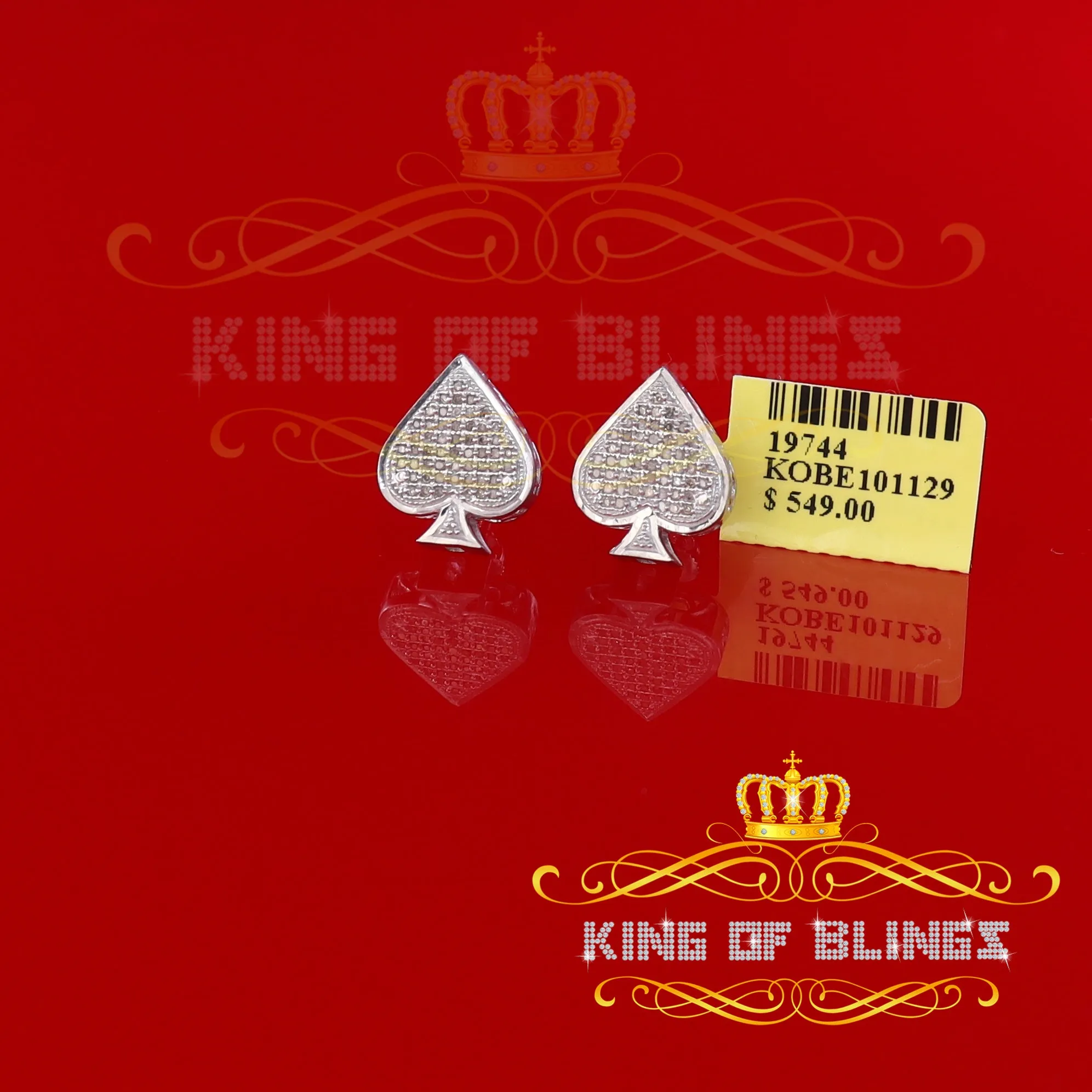 King Of Bling's 925 Sterling Silver White 0.25ct Diamond For Women's / Men's Stud Heart Earring