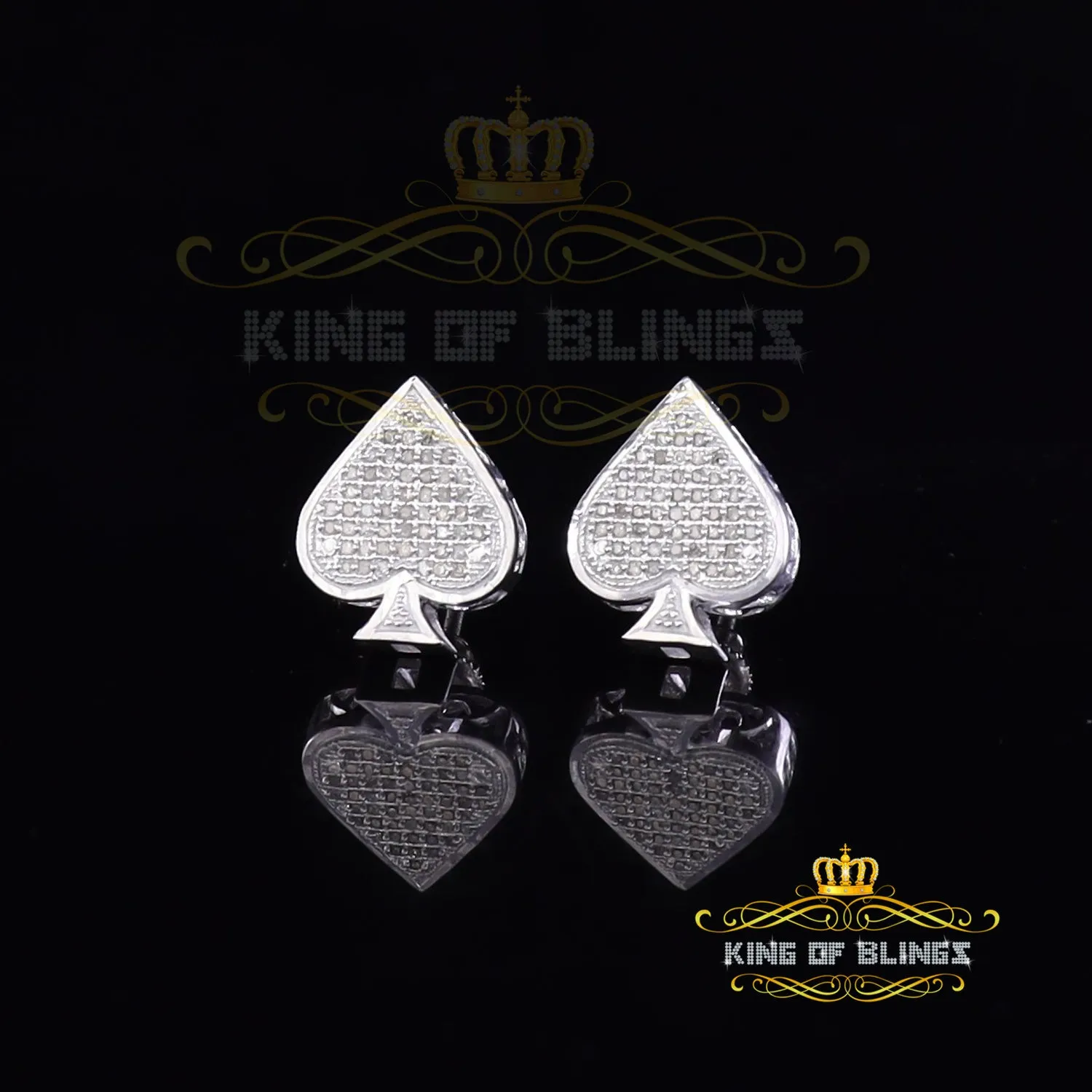 King Of Bling's 925 Sterling Silver White 0.25ct Diamond For Women's / Men's Stud Heart Earring