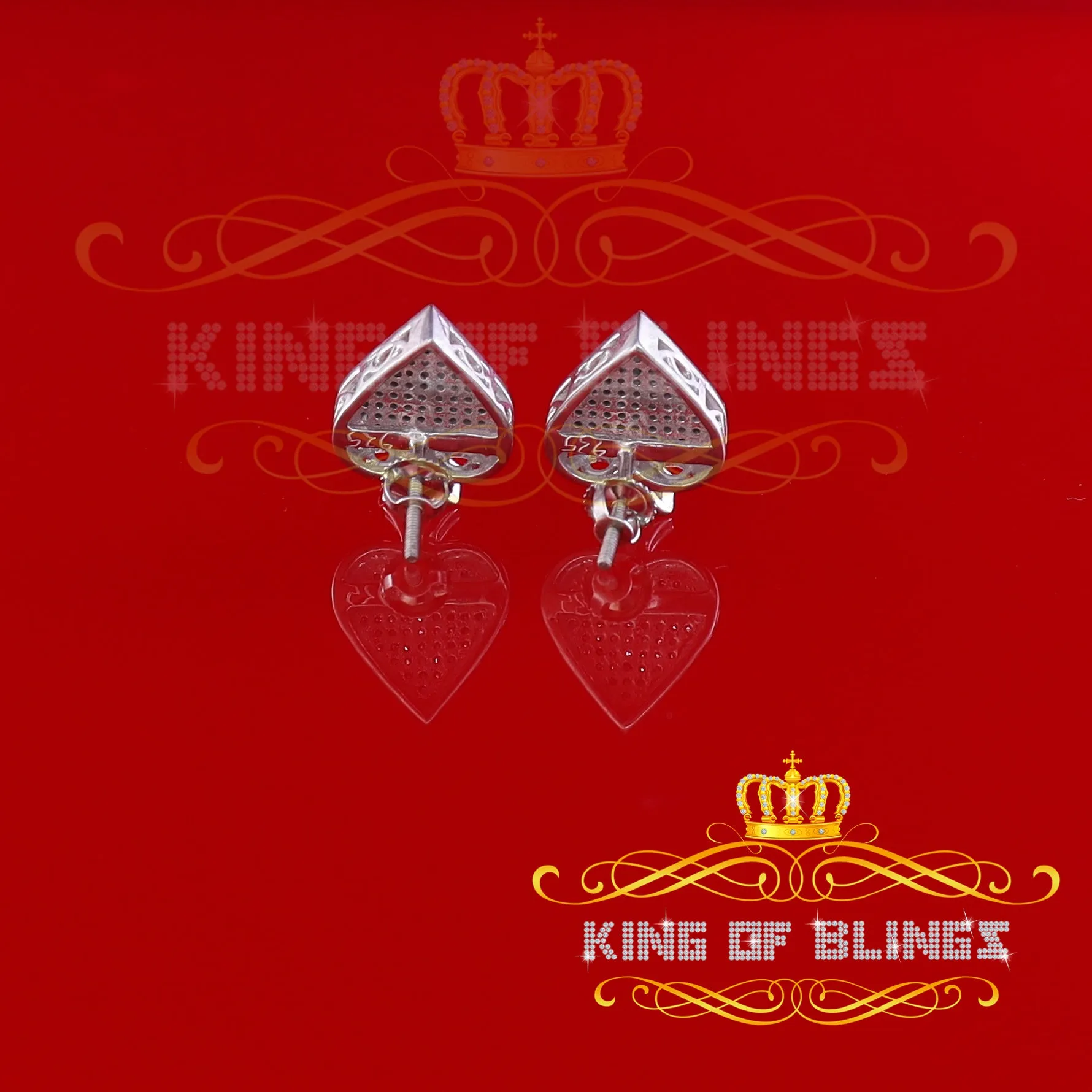 King Of Bling's 925 Sterling Silver White 0.25ct Diamond For Women's / Men's Stud Heart Earring