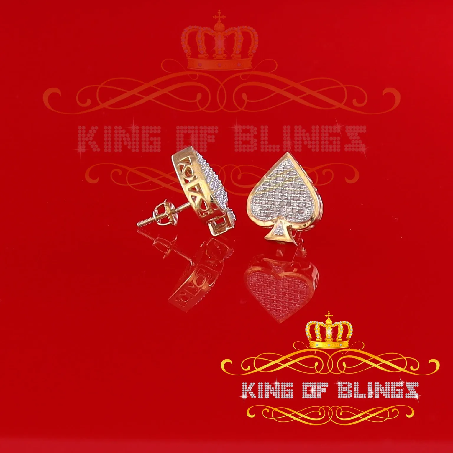 King of Blings-925 Sterling Silver Yellow 0.25ct Diamond For Women's / Men's Stud Heart Earring