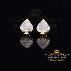 King of Blings-925 Sterling Silver Yellow 0.25ct Diamond For Women's / Men's Stud Heart Earring