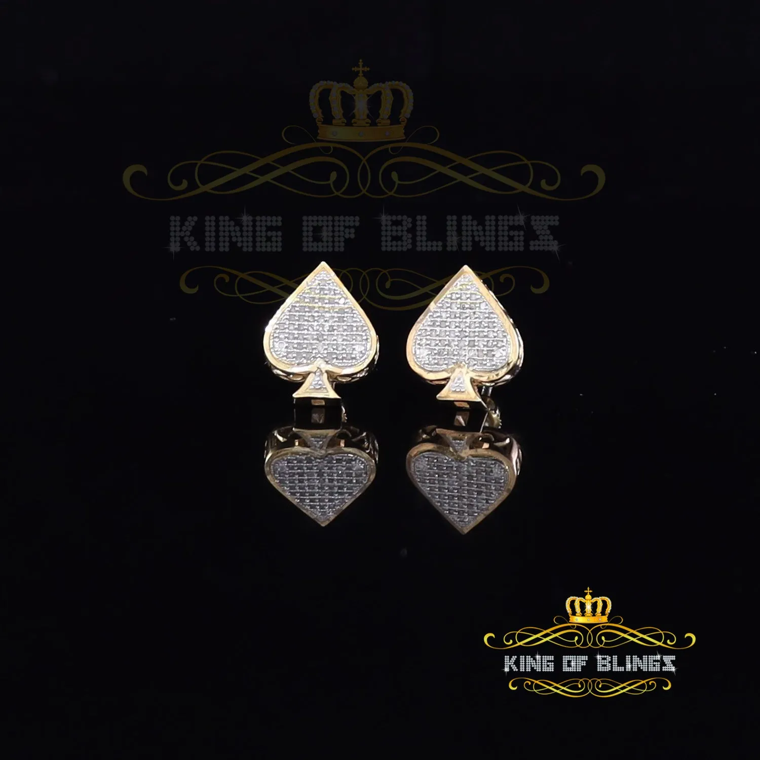 King of Blings-925 Sterling Silver Yellow 0.25ct Diamond For Women's / Men's Stud Heart Earring