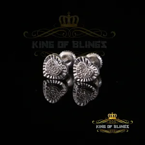 King Of Bling's Aretes Para Hombre Heart 925 White Silver 0.05ct Diamond Women's /Men's Earring