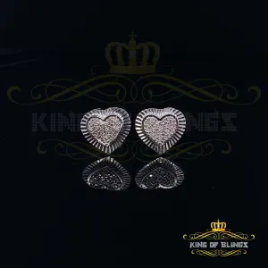 King Of Bling's Aretes Para Hombre Heart 925 White Silver 0.25ct Diamond Ladies Style Earrings