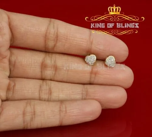 King of Blings-Aretes Para Hombre Heart 925 Yellow Silver 0.08ct Diamond Women's /Men's Earring