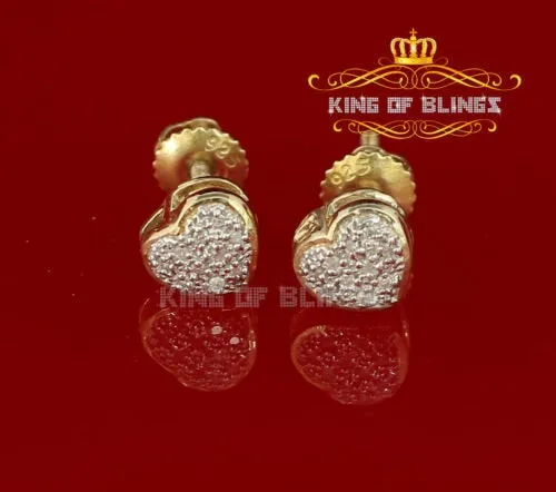 King of Blings-Aretes Para Hombre Heart 925 Yellow Silver 0.08ct Diamond Women's /Men's Earring