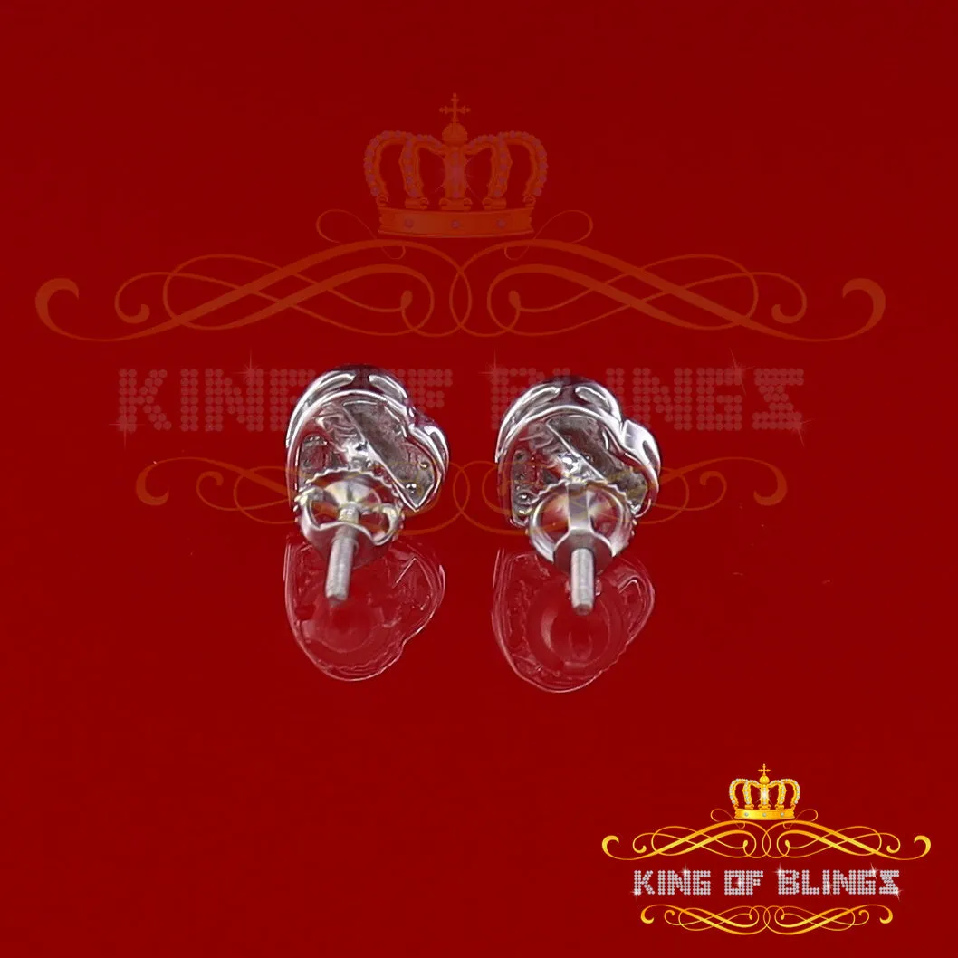 King Of Bling's Micro Pave 0.11ct Real Diamonds 925 White Silver Women's & Men's Heart Earrings