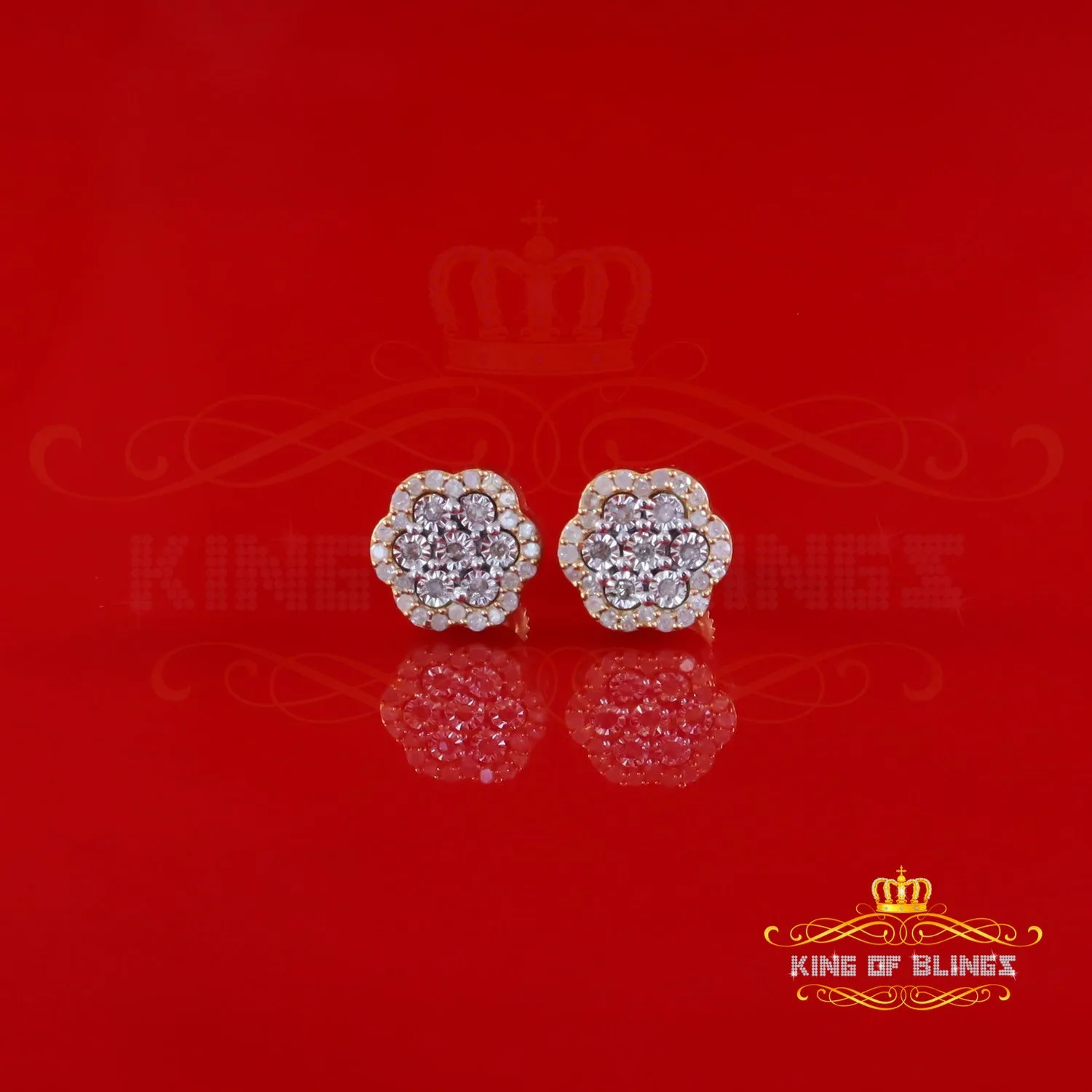 King of Blings-Miracle Setting 0.25ct Diamond 925 Silver Yellow for Men's & Women Stud Earrings