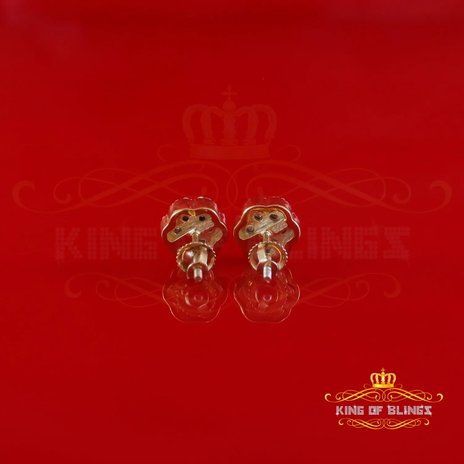 King of Blings-Miracle Setting 0.25ct Diamond 925 Silver Yellow for Men's & Women Stud Earrings