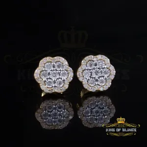 King of Blings-Miracle Setting 0.25ct Diamond 925 Silver Yellow for Men's & Women Stud Earrings