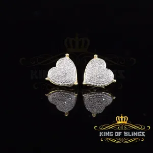 King of Blings-Style Heart 925 Yellow Silver 0.25ct Diamond Women's & Men's Fashion Earrings