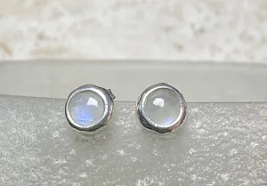 Large Rainbow Moonstone Or Labradorite Stud Earrings