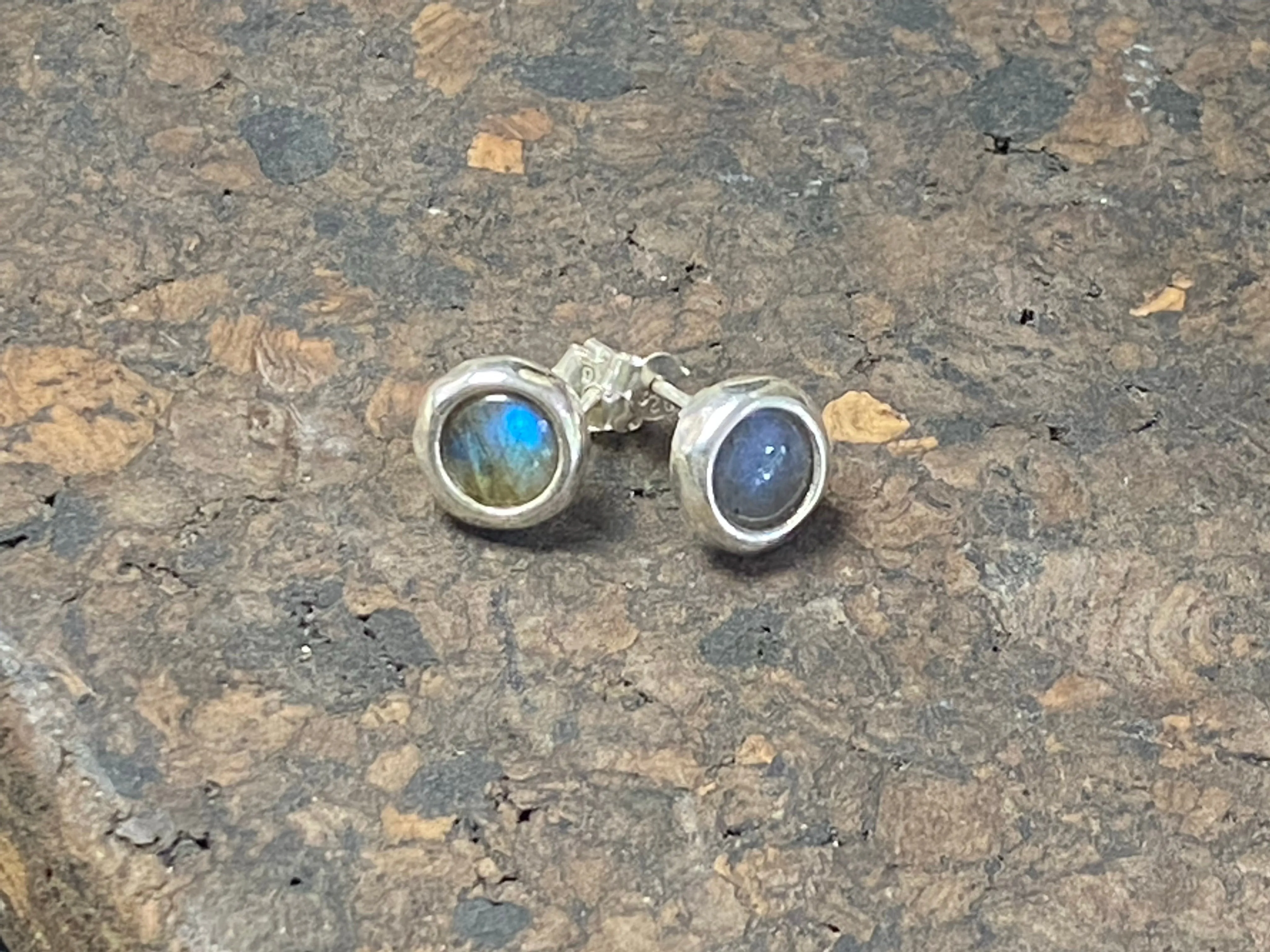 Large Rainbow Moonstone Or Labradorite Stud Earrings