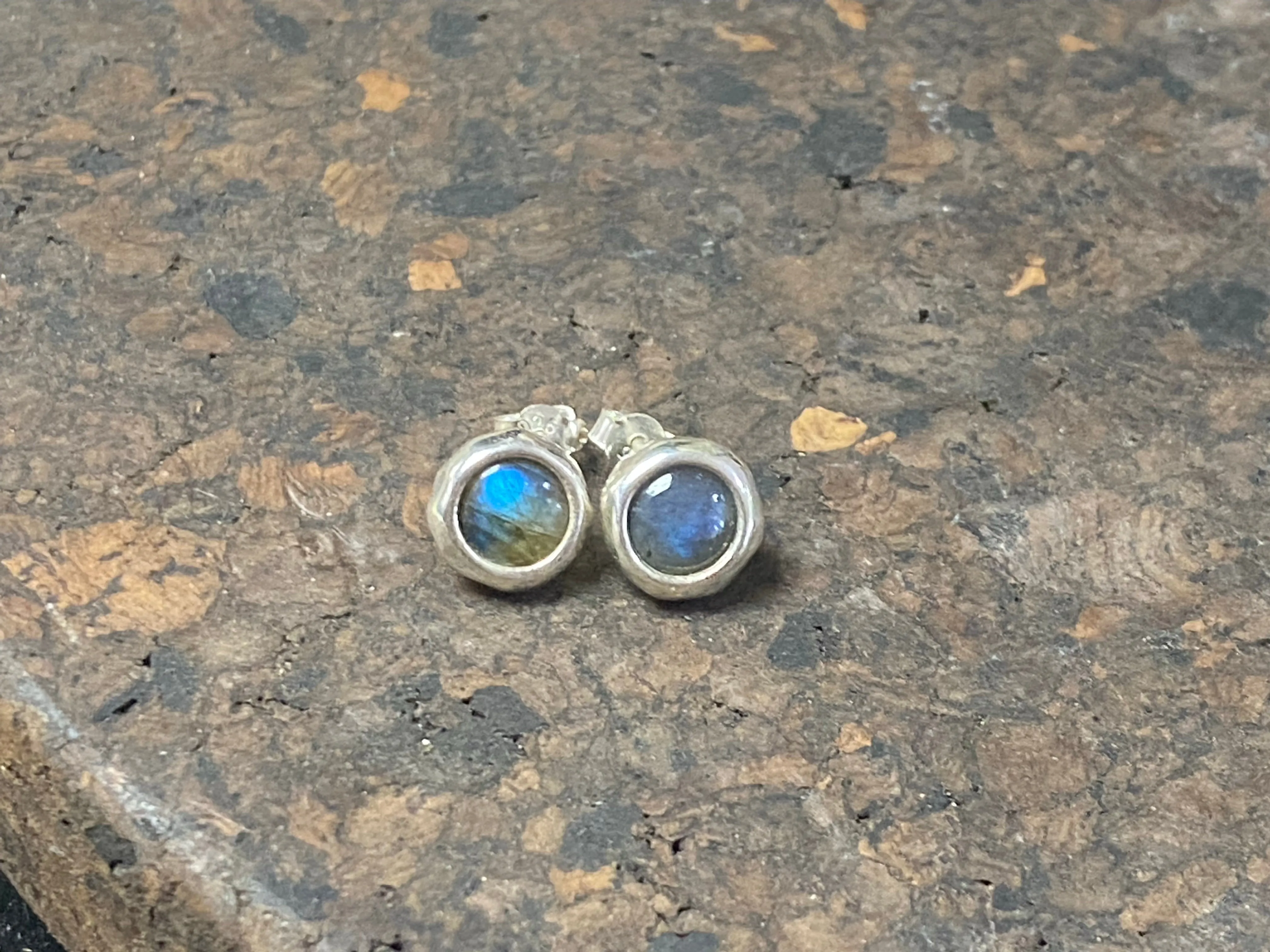 Large Rainbow Moonstone Or Labradorite Stud Earrings