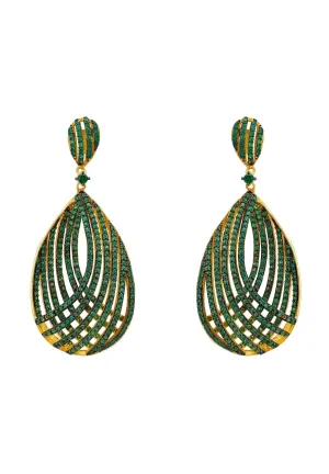 Latelita London Vortex Teardrop Earrings Green Gold