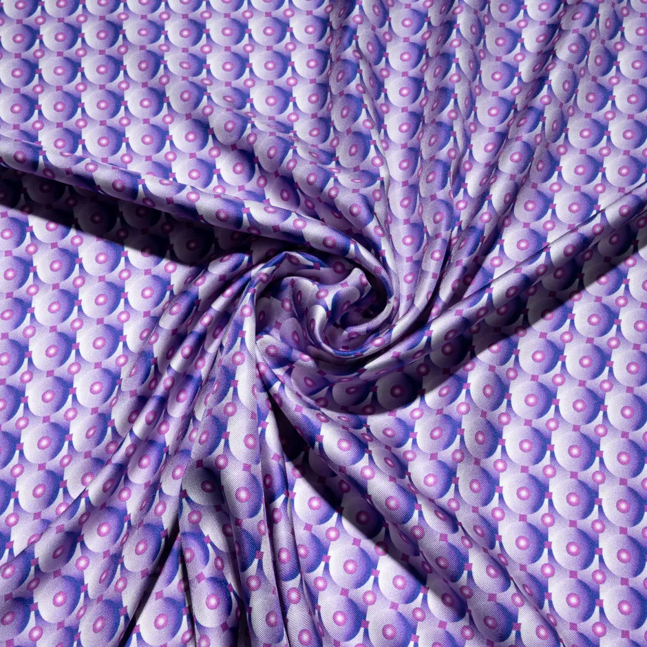 Lavender & Pink Geo Printed Pure Silk Twill