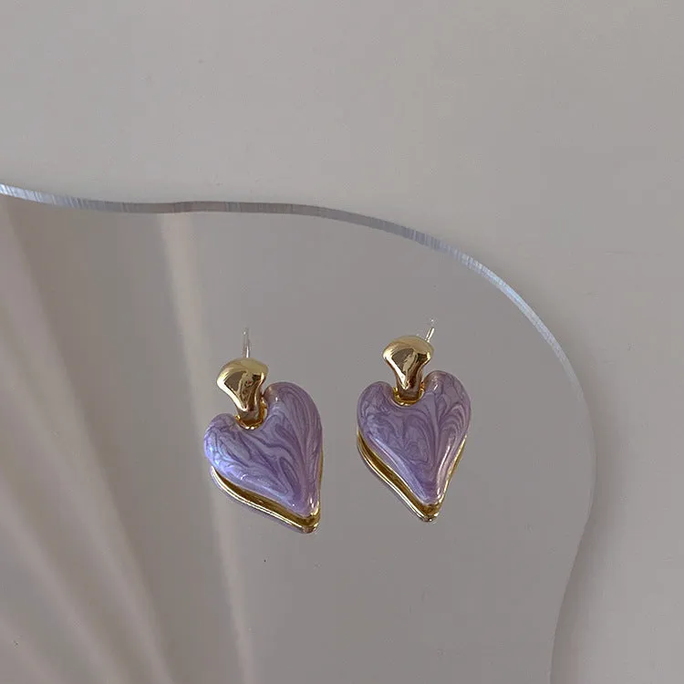 Lavender Marbled Heart Drop Earrings jlt11641