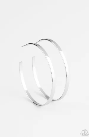 Lean Into The Curves Silver Hoop Earring - Paparazzi Accessories