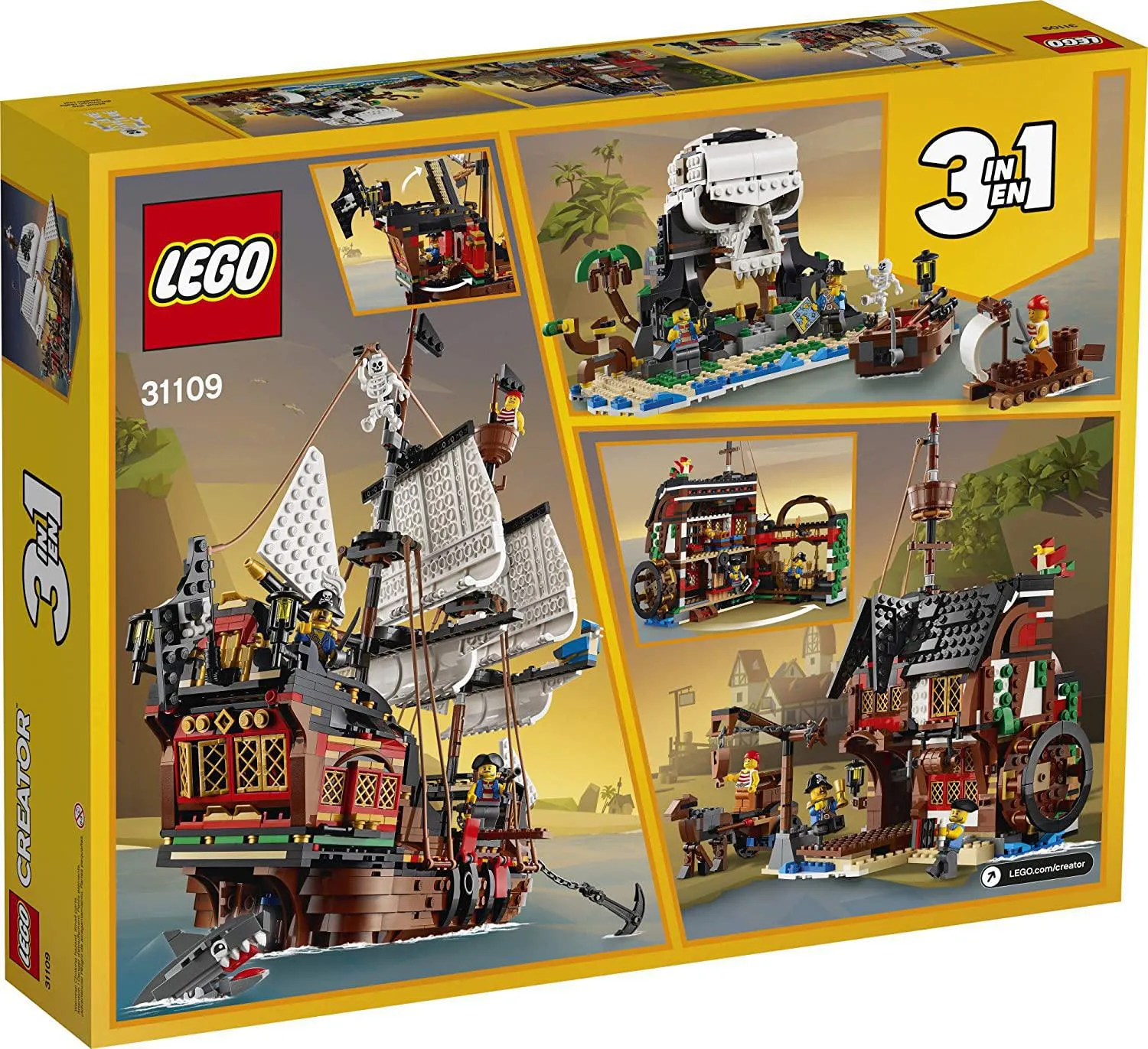 LEGO Creator 3in1 Pirate Ship 31109 Building Playset for Kids who Love Pirates and Model Ships, New 2020 (1,260 Pieces)