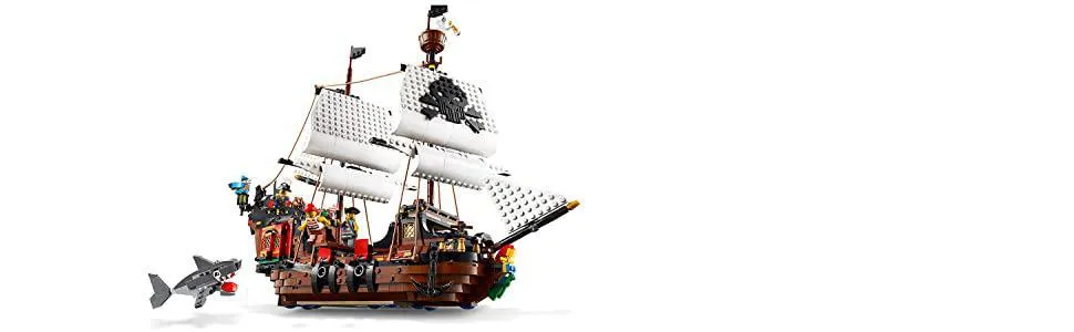 LEGO Creator 3in1 Pirate Ship 31109 Building Playset for Kids who Love Pirates and Model Ships, New 2020 (1,260 Pieces)