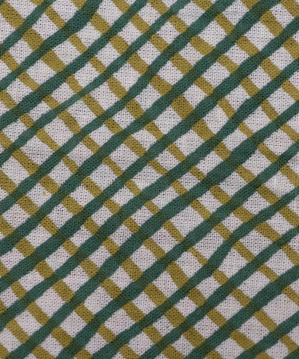 Light Mint Geometric Pattern Screen Printed Cotton Fabric