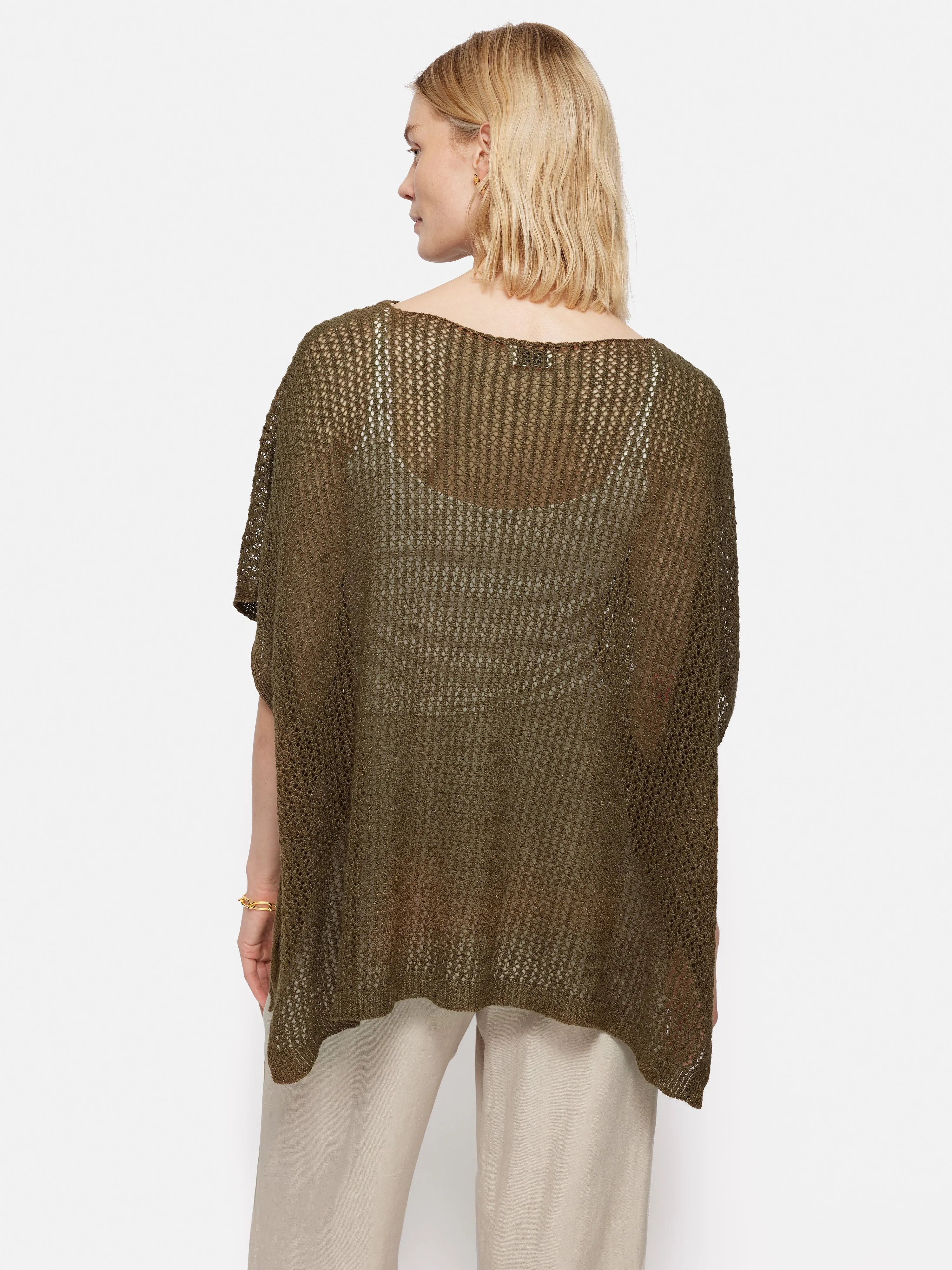 Linen Poncho | Khaki