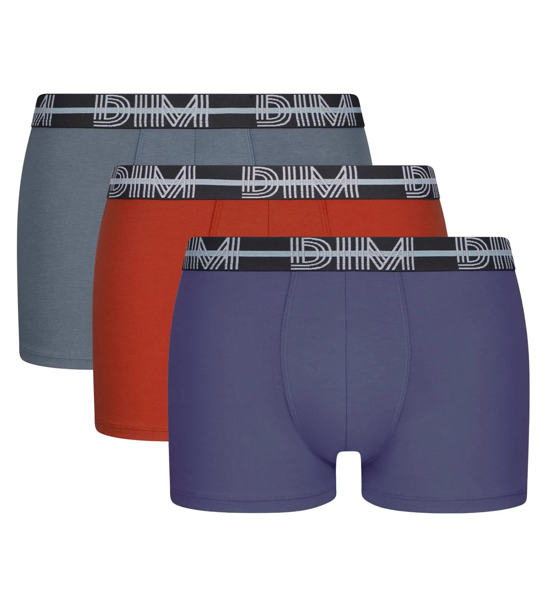 Lot de 3 boxers homme à ceinture 3D Bleu Rouge Gris Dim Powerful