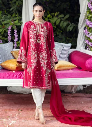 Luxury Pret- Isla Crimson Shirt And Dupatta