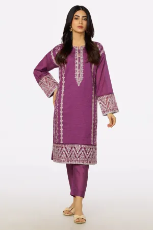 Magenta Slub Embroidered 2PC