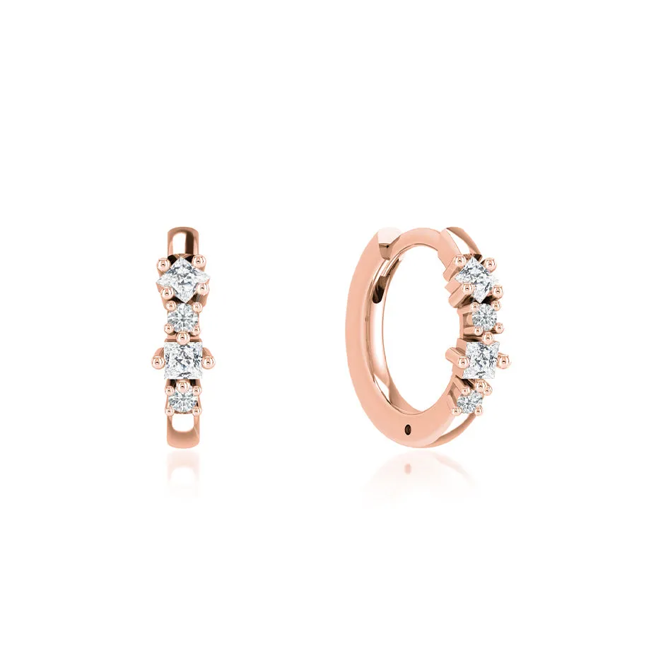 MARI - Huggie Hoop Set Lab Diamond Earrings 18k Rose Gold