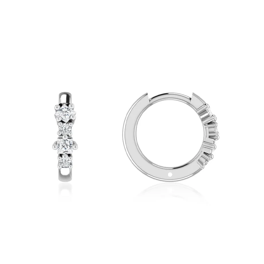 MARI - Huggie Hoop Set Lab Diamond Earrings 18k White Gold