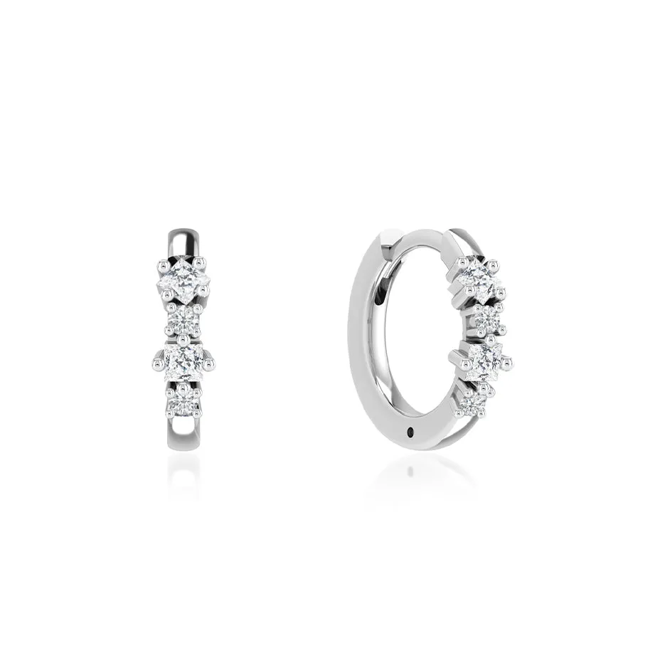 MARI - Huggie Hoop Set Lab Diamond Earrings 18k White Gold