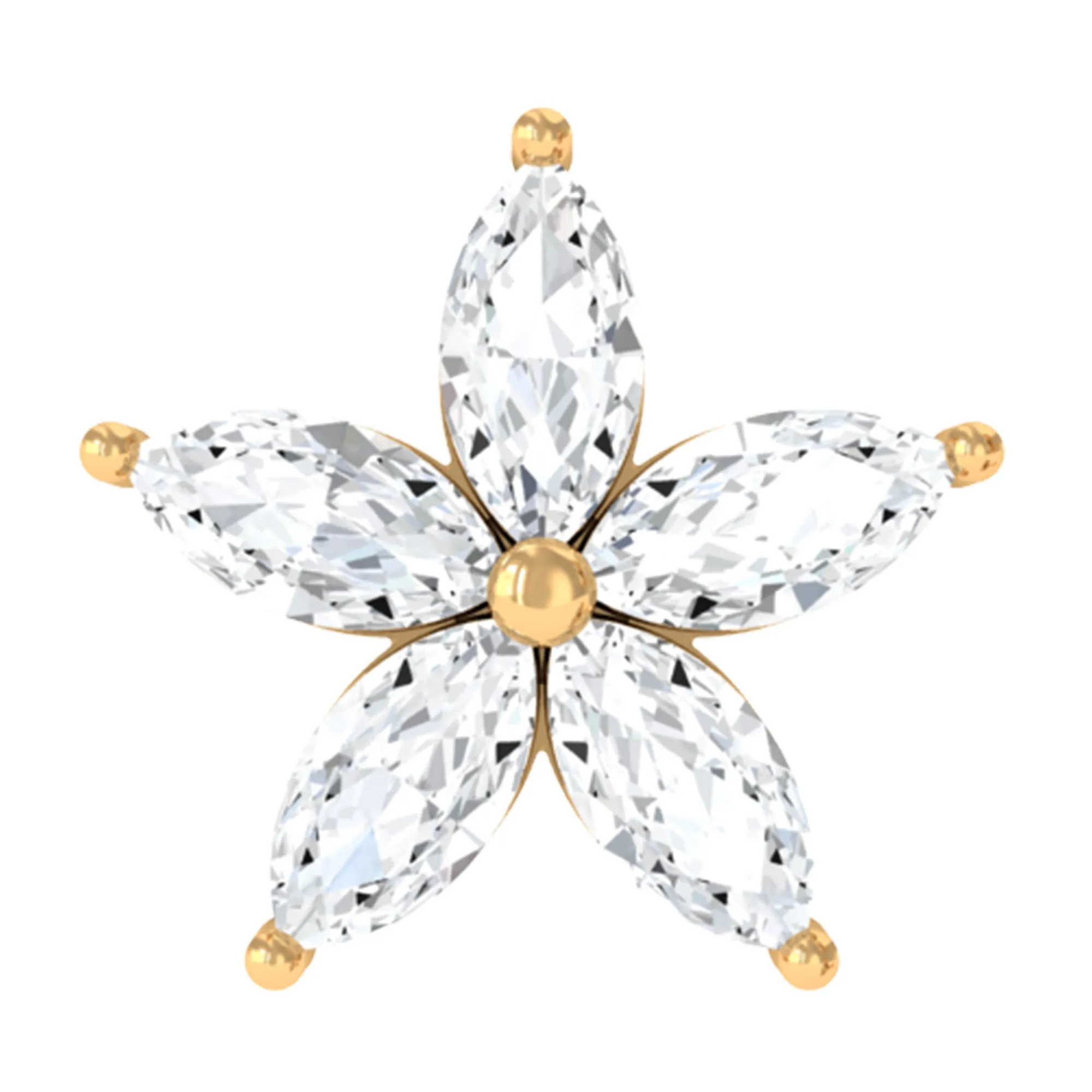 Marquise Diamond Floral Upper Lobe Earring