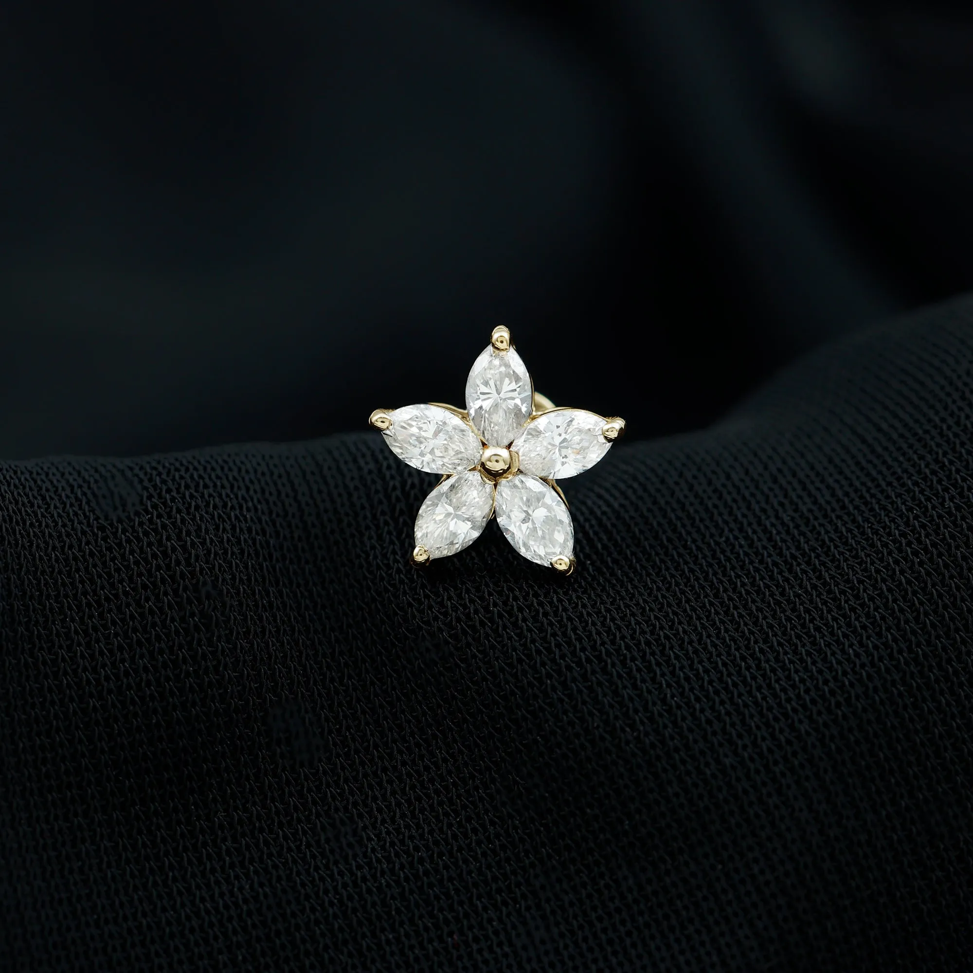 Marquise Diamond Floral Upper Lobe Earring