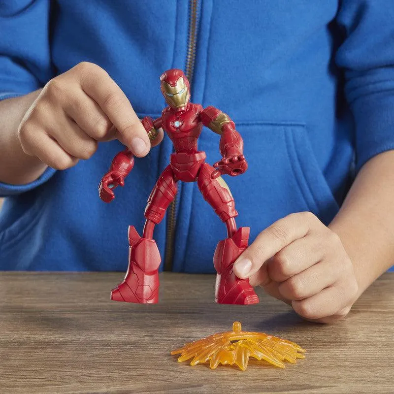 Marvel Avengers Bend And Flex, 6-Inch Flexible Iron Man Action Figure, Blast Accessory, Ages 6 And Up