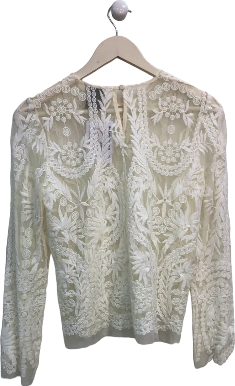 Mason Ivory Lace Embroidered Blouse UK 6