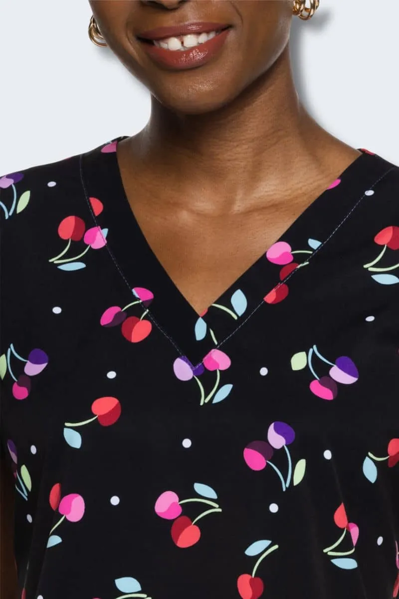 MC8564 Cherry On Women's Print Scrub Top