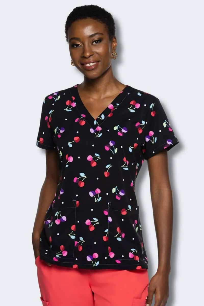 MC8564 Cherry On Women's Print Scrub Top